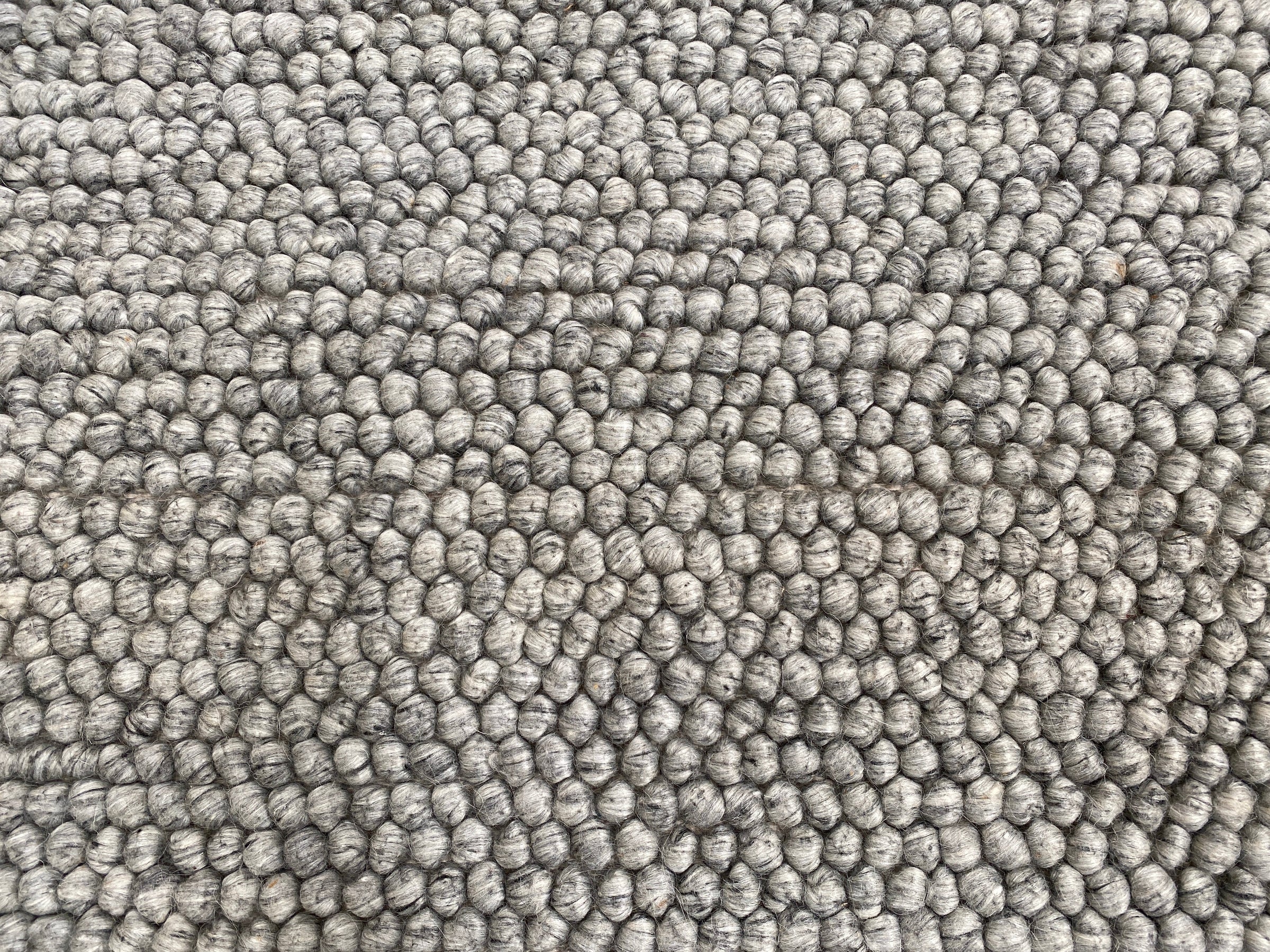 100% Wool Chunky Loop Pile Grey Colour Rug