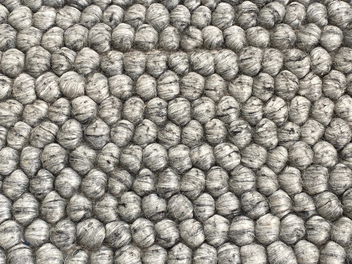 100% Wool Chunky Loop Pile Grey Colour Rug