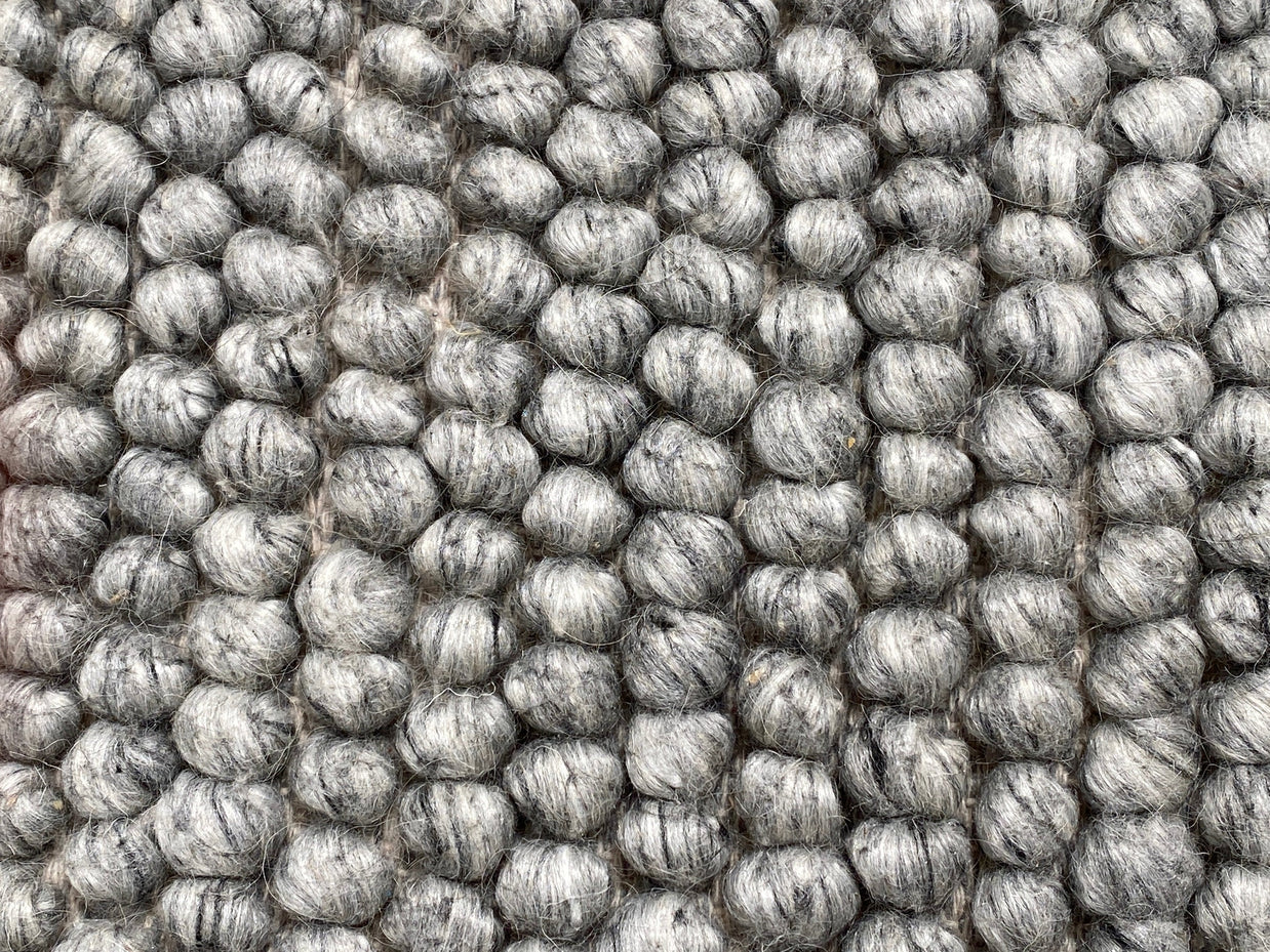 100% Wool Chunky Loop Pile Grey Colour Rug