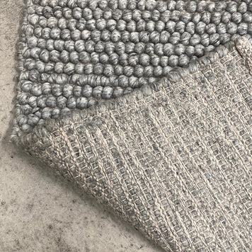 100% Wool Chunky Loop Pile Grey Colour Rug