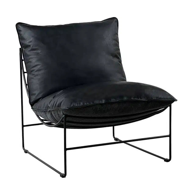 Leonardo Leather Lounge Chair -Graphite Vintage Leather + Twilight Back