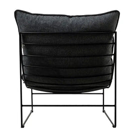 Leonardo Leather Lounge Chair -Graphite Vintage Leather + Twilight Back