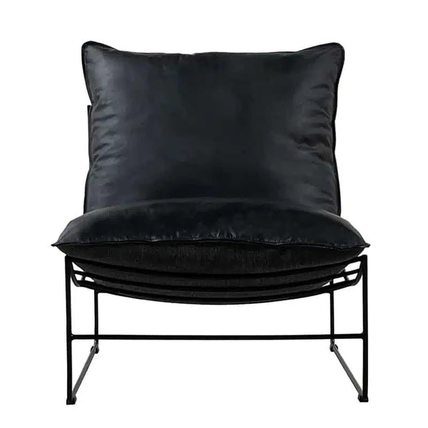 Leonardo Leather Lounge Chair -Graphite Vintage Leather + Twilight Back