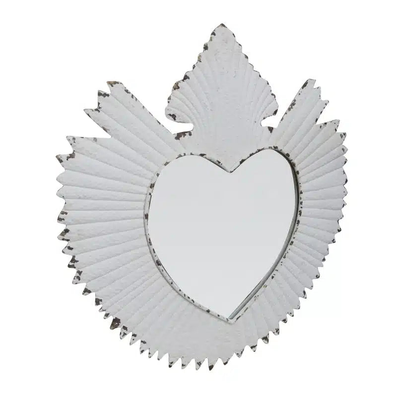 Metal Heart Mirror White.