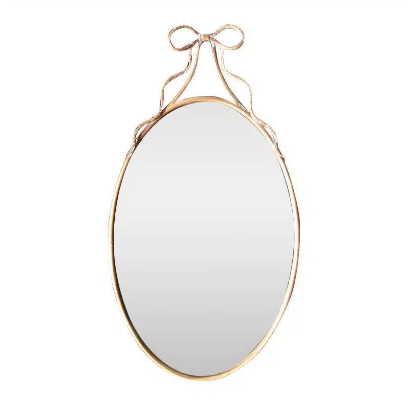 Metal Mirror Bow Oval Gold.