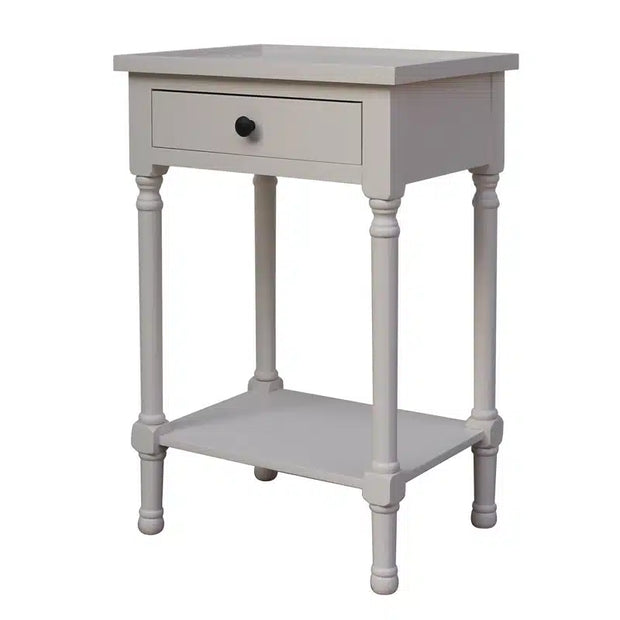 Cyrus Tray Top Bedside Table- Pearl White