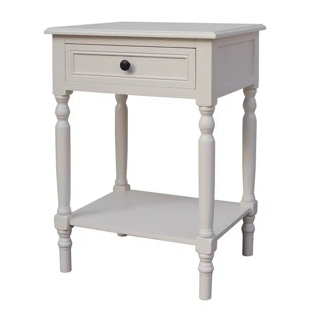 Cyrus Accent Bedside Table -Pearl White