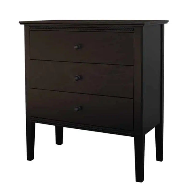 Cyrus 3 Drawer Bedside Table- Black.