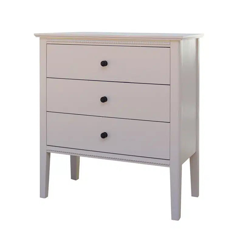 Cyrus 3 Drawer Bedside Table -Pearl White