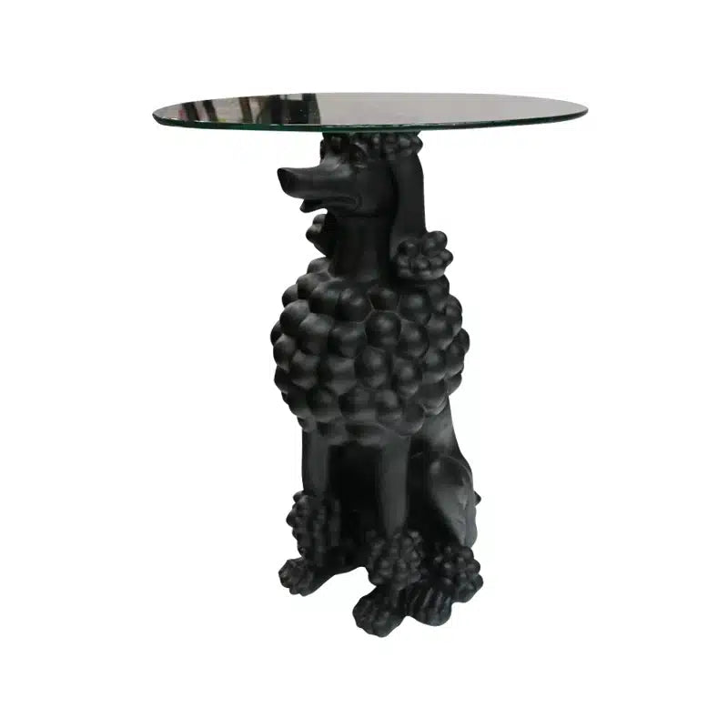 Poodle Dog Table – Matte Black Polyresin & Glass | Te Puke Furniture