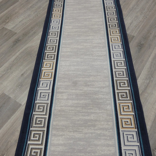 Greek Key Design Non Slip Rubber Back Runner 80cm Wide x Cut To Order