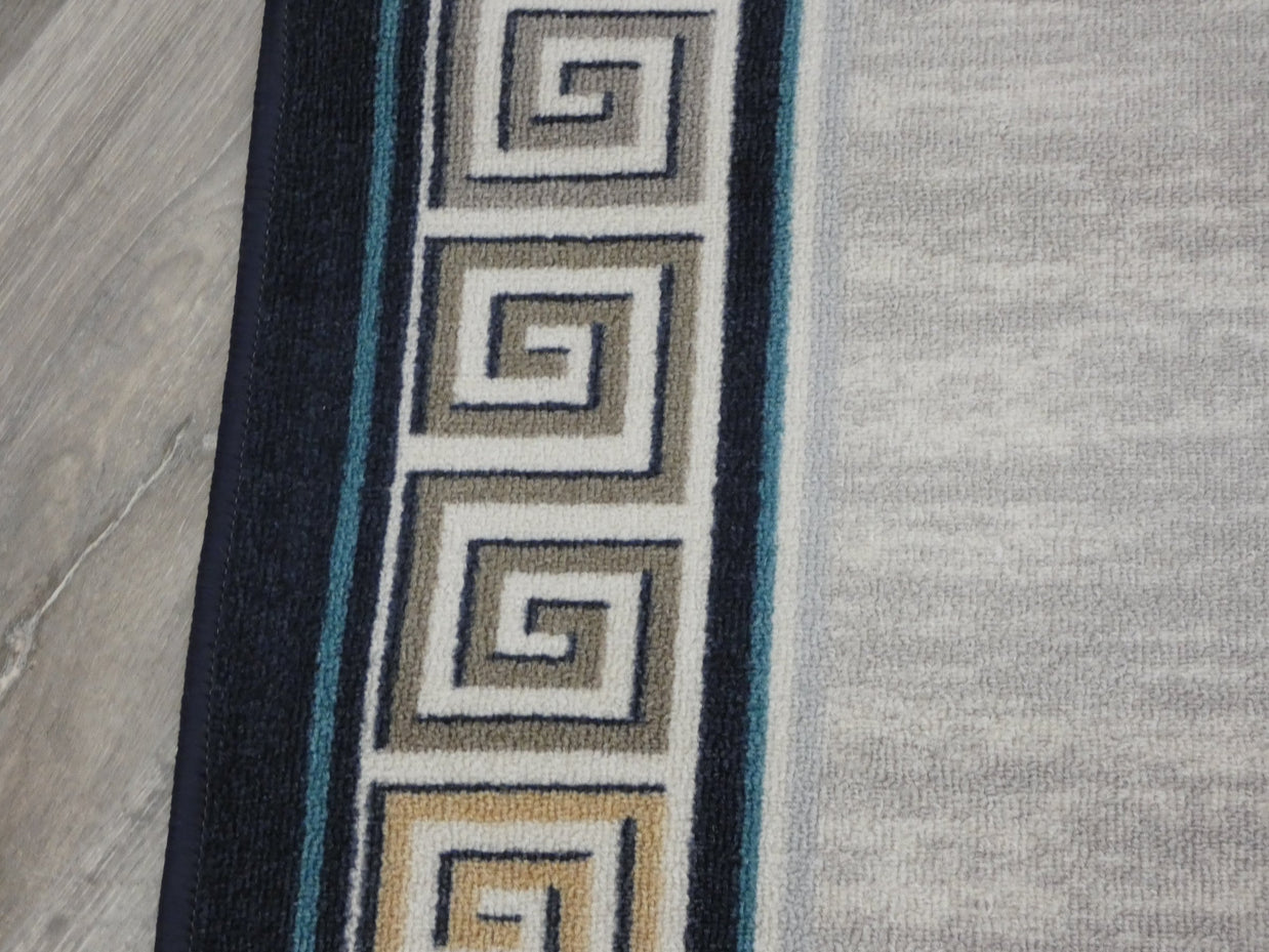 Greek Key Design Non Slip Rubber Back Runner 80cm Wide x Cut To Order