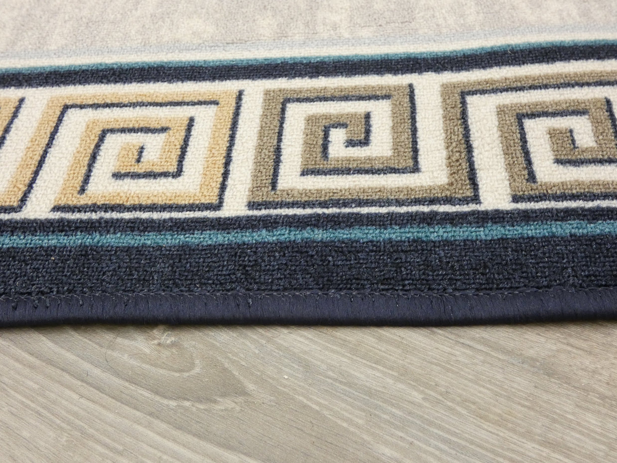 Greek Key Design Non Slip Rubber Back Runner 80cm Wide x Cut To Order