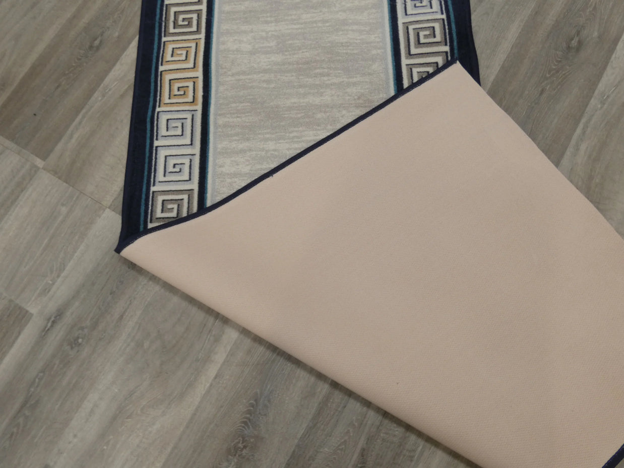 Greek Key Design Non Slip Rubber Back Runner 80cm Wide x Cut To Order