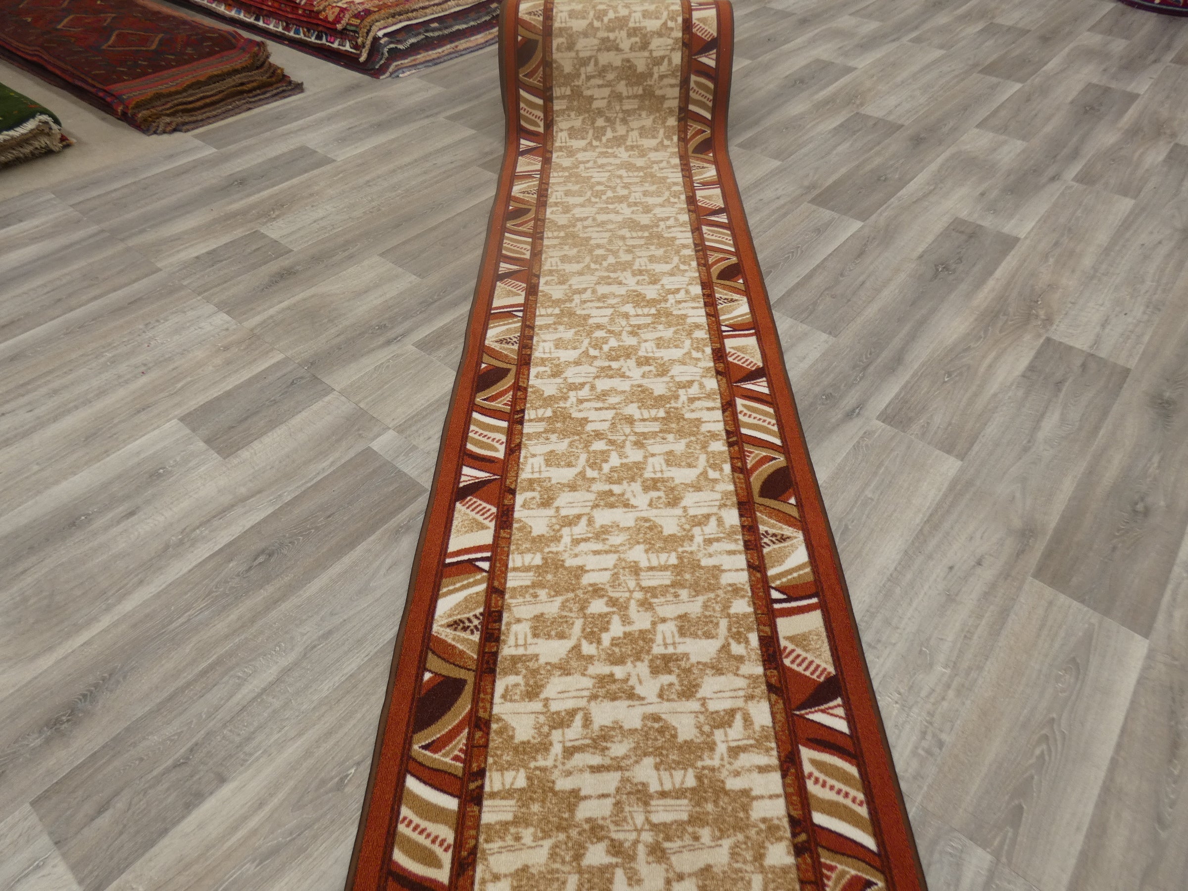 Border Design Non Slip Rubber Back Runner 80cm Wide x Cut To Order