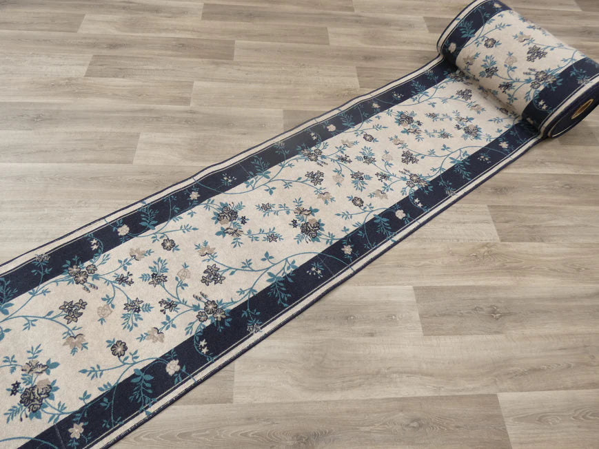 Floral Design Non Slip Rubber Back Runner