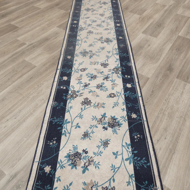 Floral Design Non Slip Rubber Back Runner