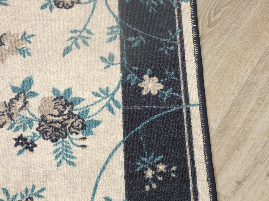 Floral Design Non Slip Rubber Back Runner
