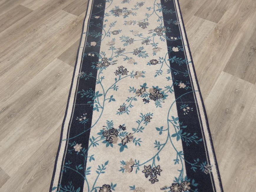 Floral Design Non Slip Rubber Back Runner