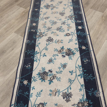 Floral Design Non Slip Rubber Back Runner