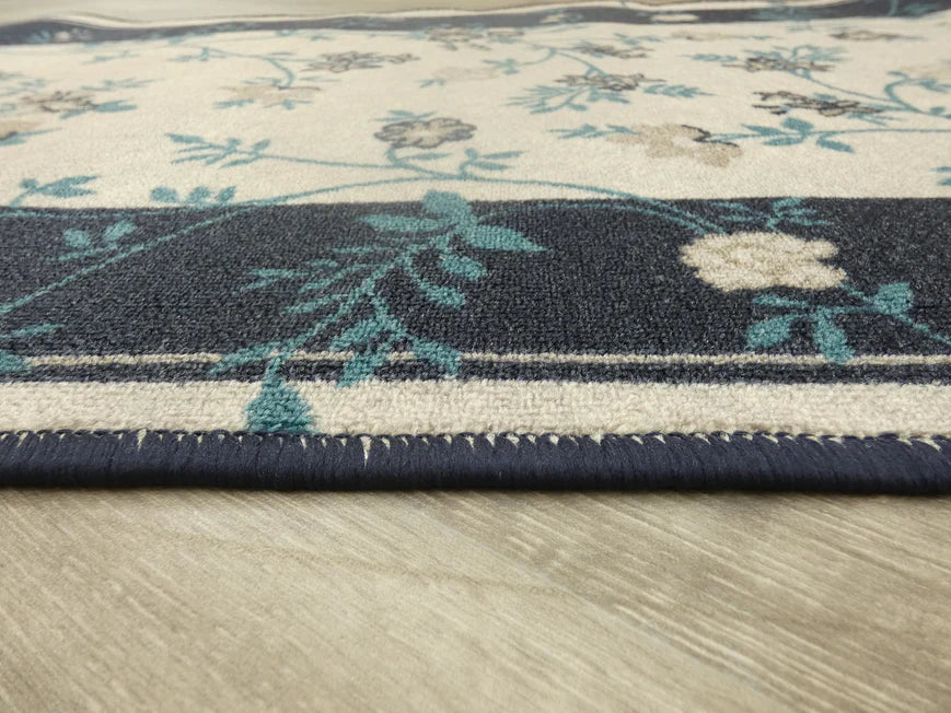 Floral Design Non Slip Rubber Back Runner