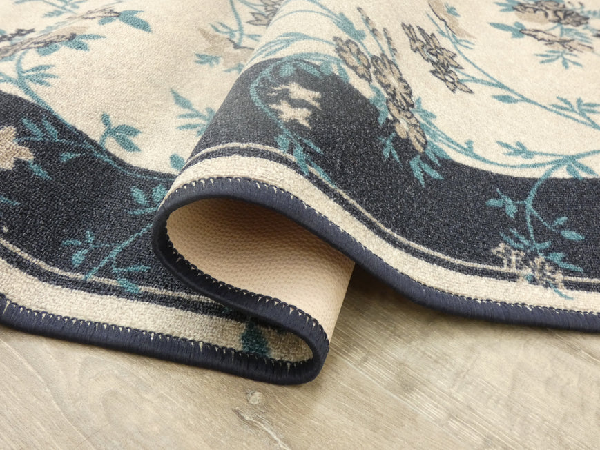 Floral Design Non Slip Rubber Back Runner