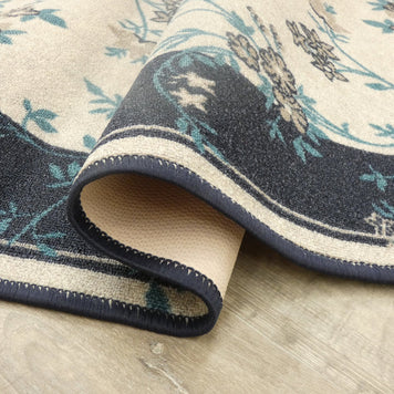 Floral Design Non Slip Rubber Back Runner