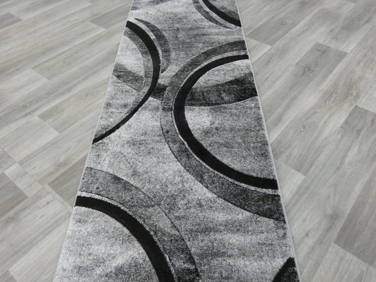 Aroha Abstract Modern Grey Colour Turkish Hallway Runner 80cm Wide x Cut To Order