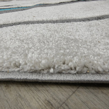 Aroha Abstract Modern Light Grey/Turquoise Turkish Hallway Runner