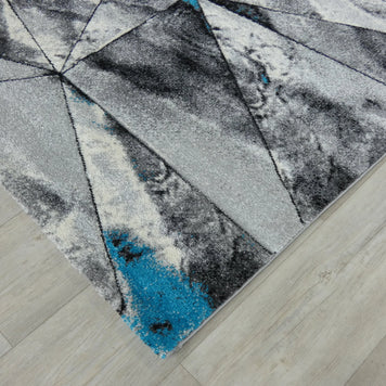 Abstract Modern Design Turkish Aroha Rug in Turquoise & Grey