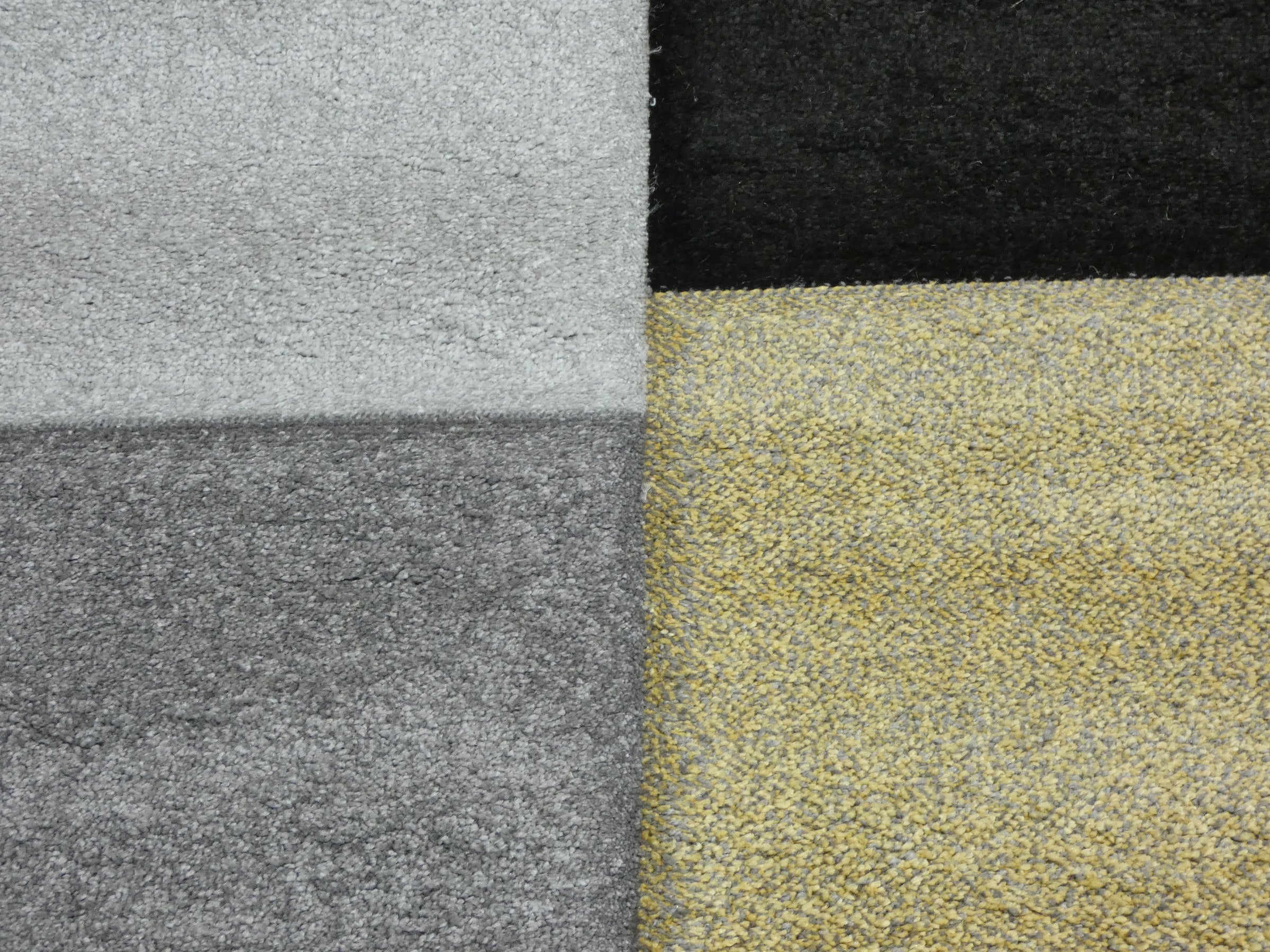 Modern Turkish Block Design Aroha Rug in Yellow/ Black/ Grey