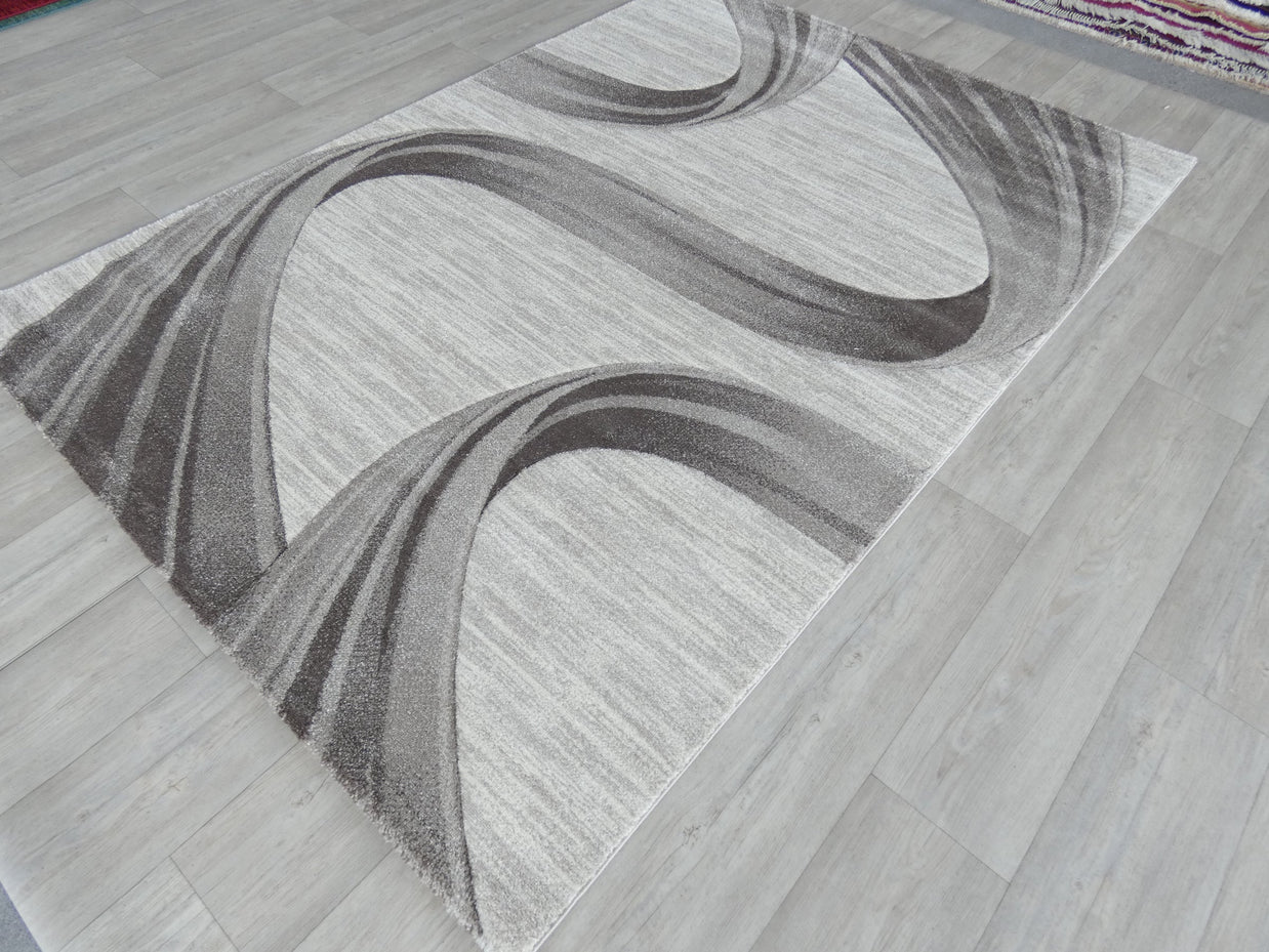 Swirl Abstract Style Aroha Rug in Beige