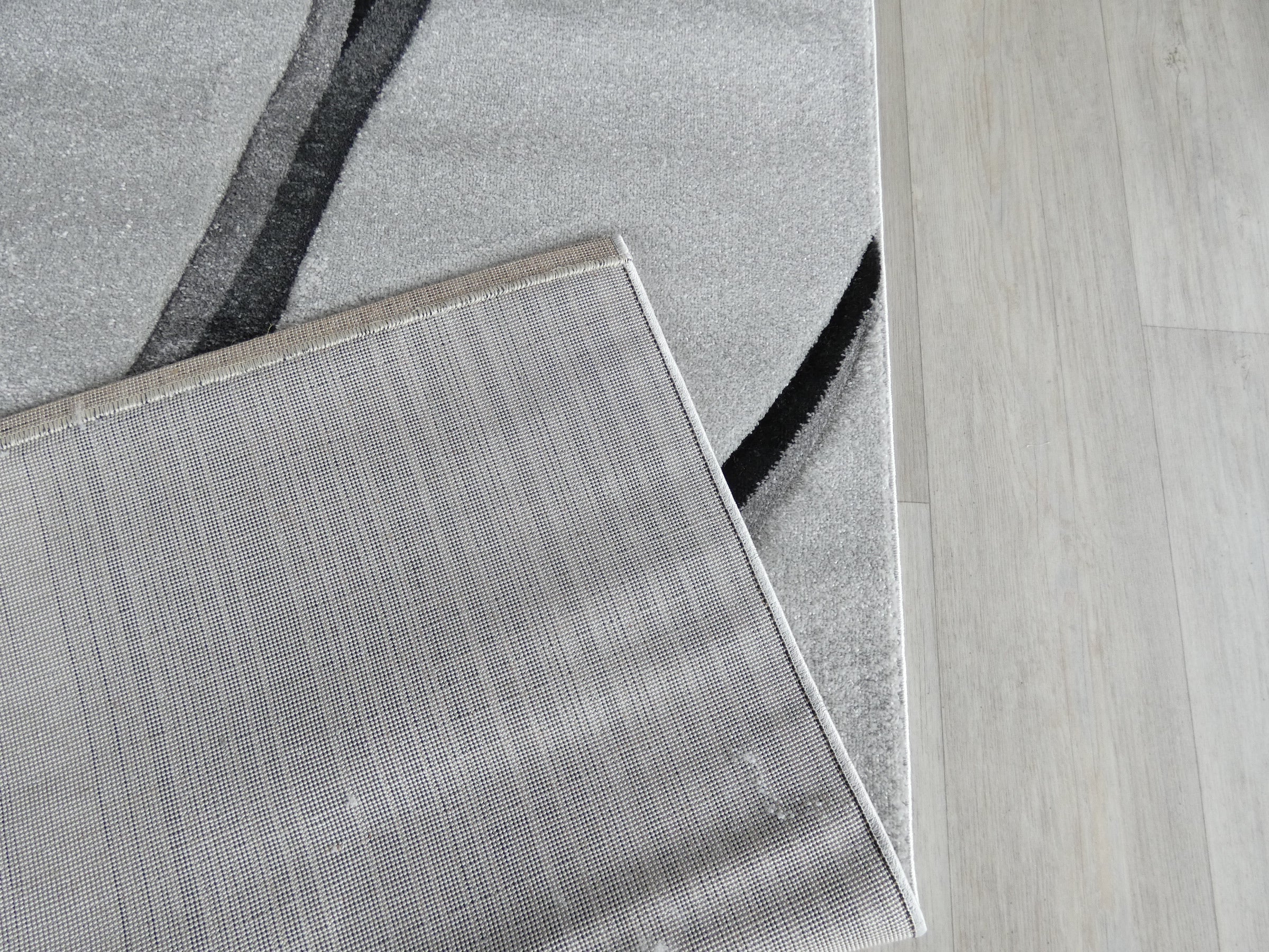 Abstract Modern Design Turkish Aroha Rug in Grey/ Turquoise/ Black - Rugs Direct