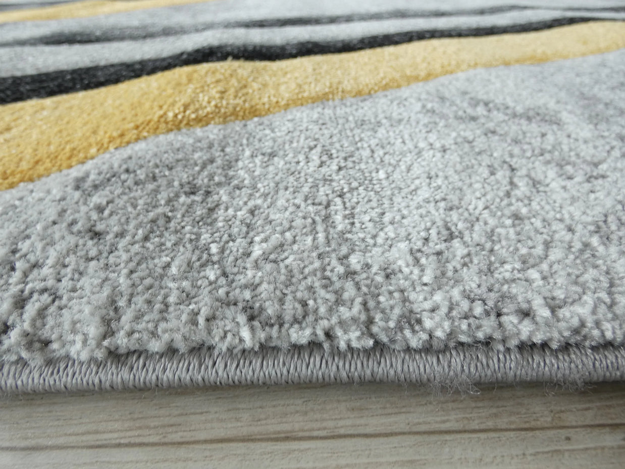 Abstract Modern Design Turkish Aroha Rug in Yellow/ Grey/ Black
