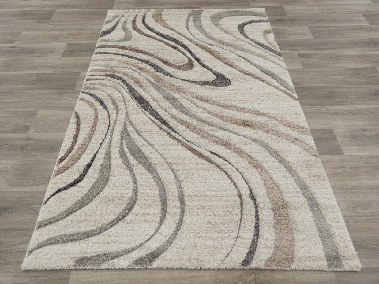 Swirl Abstract Pattern Rug in Cream & Soft Tones Colours