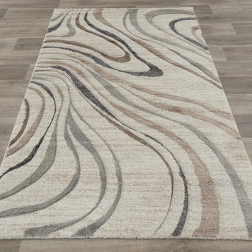 Swirl Abstract Pattern Rug in Cream & Soft Tones Colours