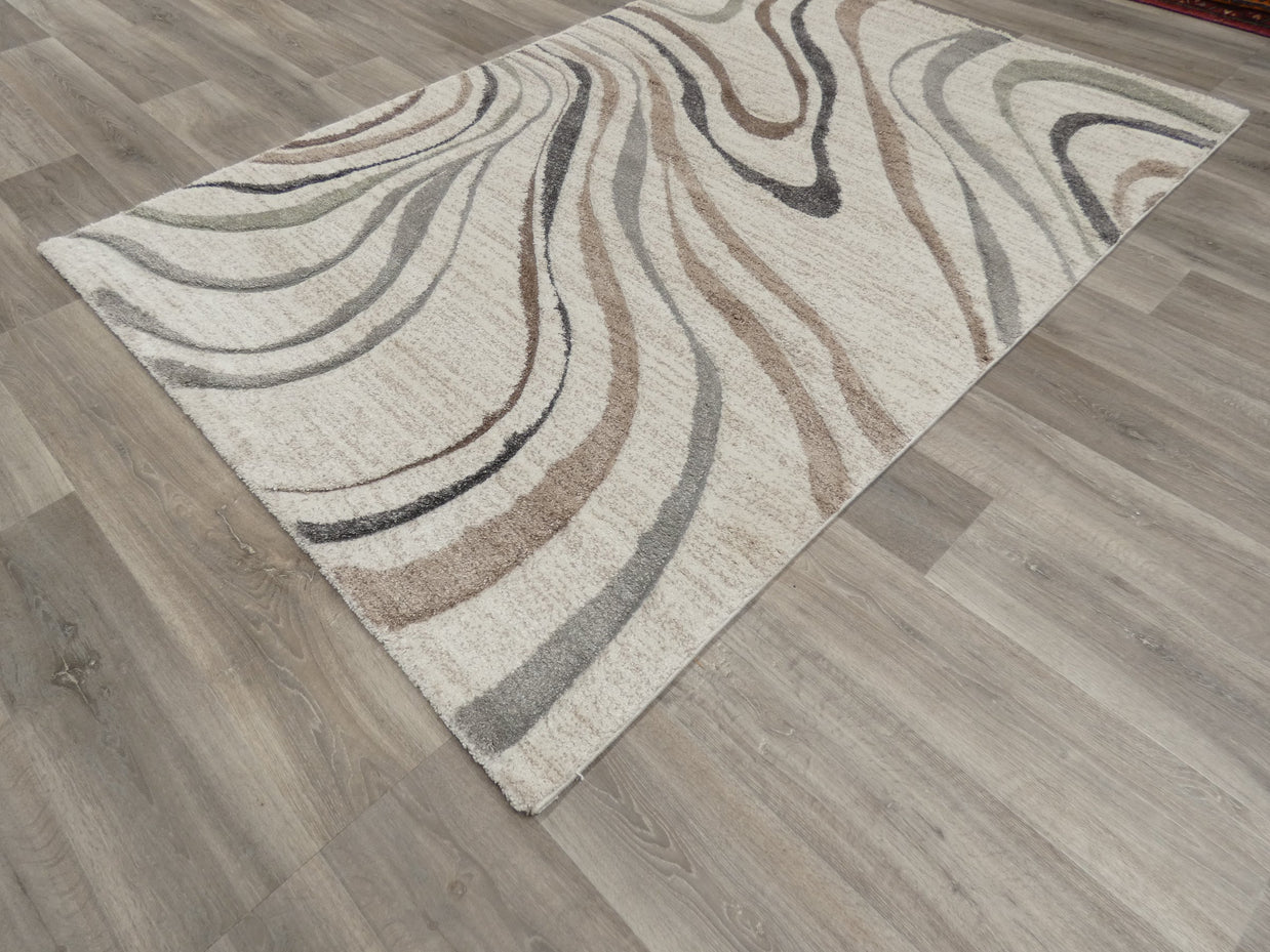 Swirl Abstract Pattern Rug in Cream & Soft Tones Colours