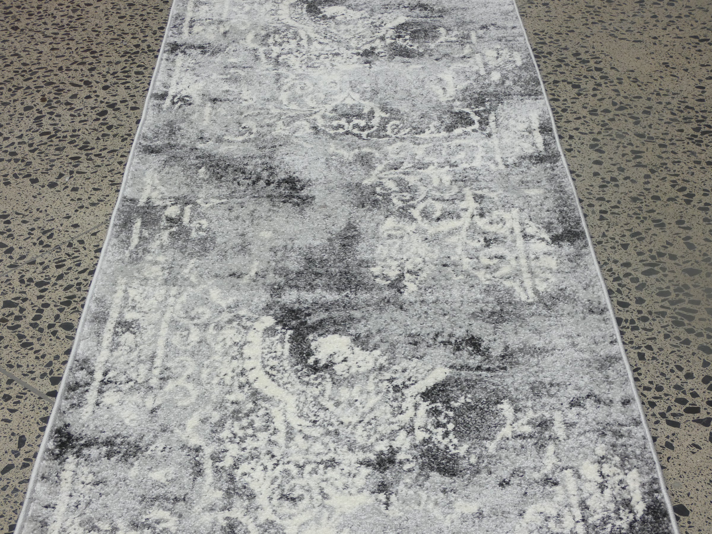 Aroha Geometric Modern Design Turkish Hallway Runner in Light Grey & Grey Colour 78cm Wide x Cut To Order