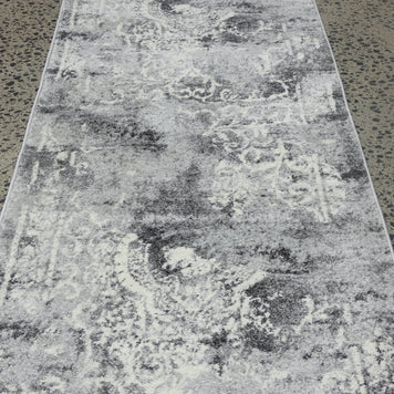 Aroha Geometric Modern Design Turkish Hallway Runner in Light Grey & Grey Colour 78cm Wide x Cut To Order