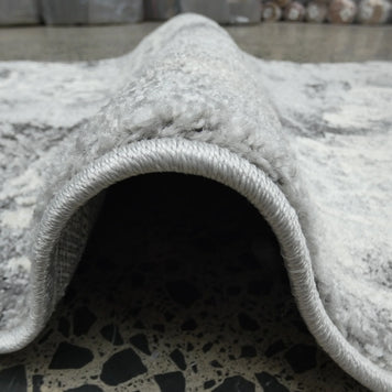 Aroha Geometric Modern Design Turkish Hallway Runner in Light Grey & Grey Colour 78cm Wide x Cut To Order