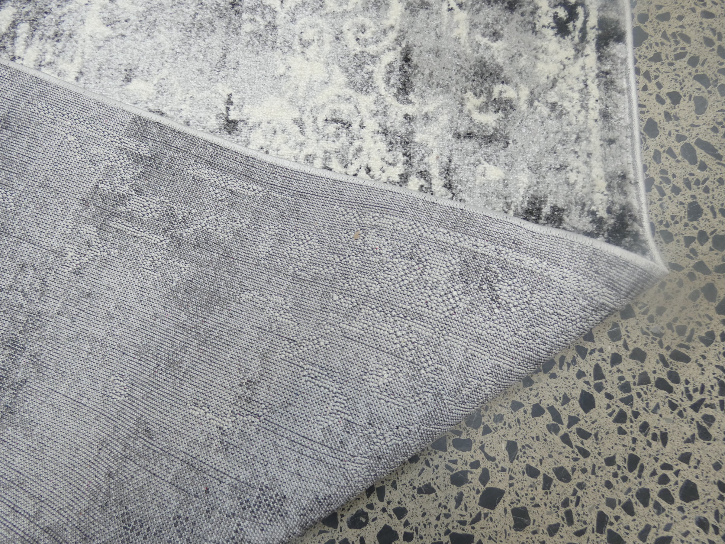 Aroha Geometric Modern Design Turkish Hallway Runner in Light Grey & Grey Colour 78cm Wide x Cut To Order