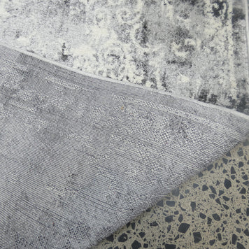 Aroha Geometric Modern Design Turkish Hallway Runner in Light Grey & Grey Colour 78cm Wide x Cut To Order