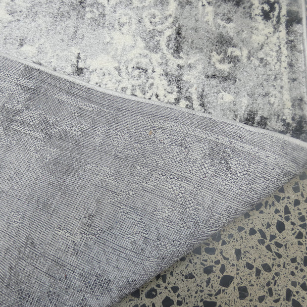 Aroha Geometric Modern Design Turkish Hallway Runner in Light Grey & Grey Colour 78cm Wide x Cut To Order