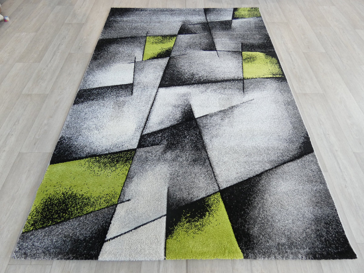 Modern Aroha Abstract Design Turkish Rug in Grey & Green Colour