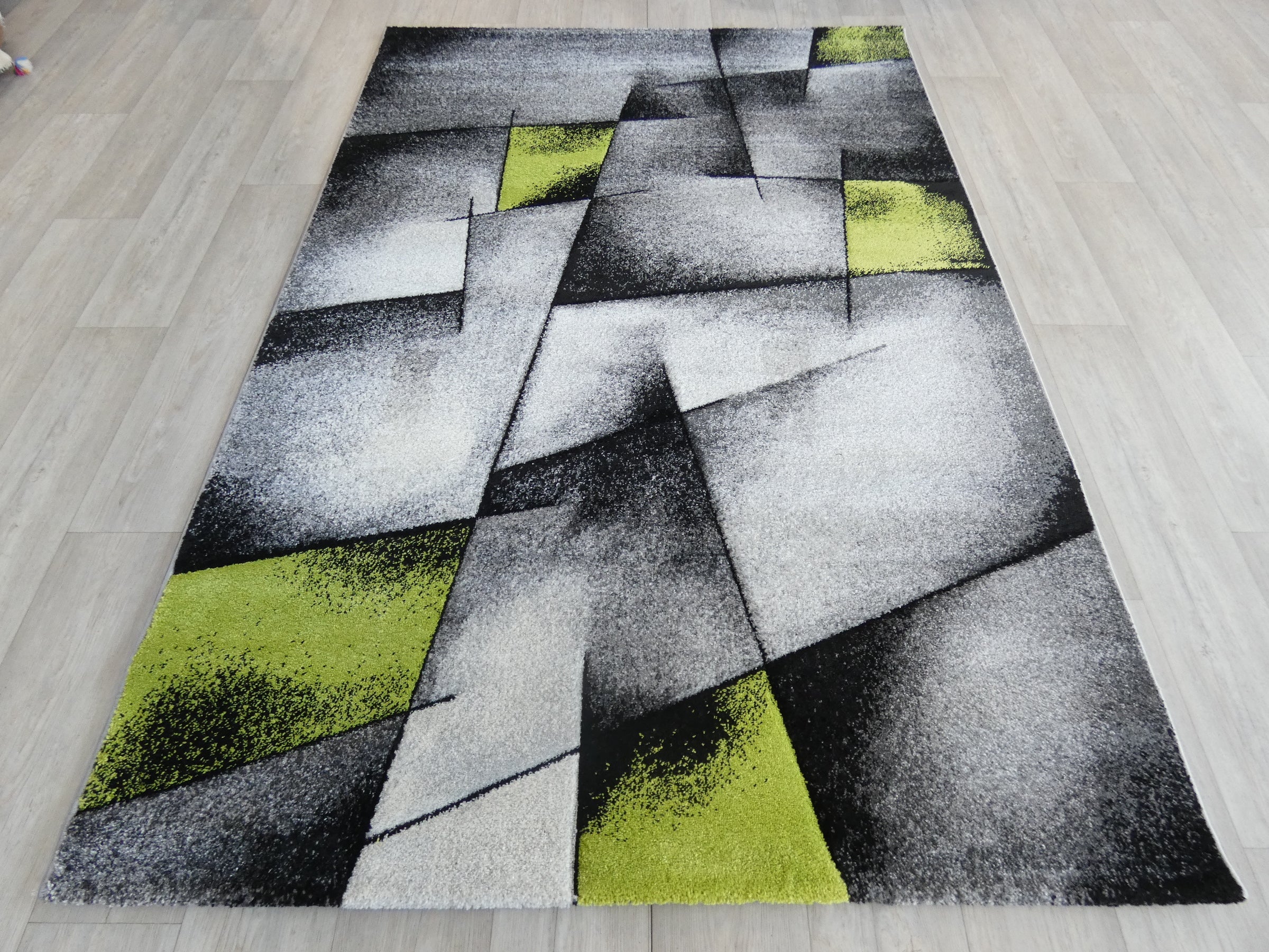 Modern Aroha Abstract Design Turkish Rug in Grey & Green Colour