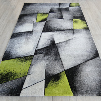 Modern Aroha Abstract Design Turkish Rug in Grey & Green Colour