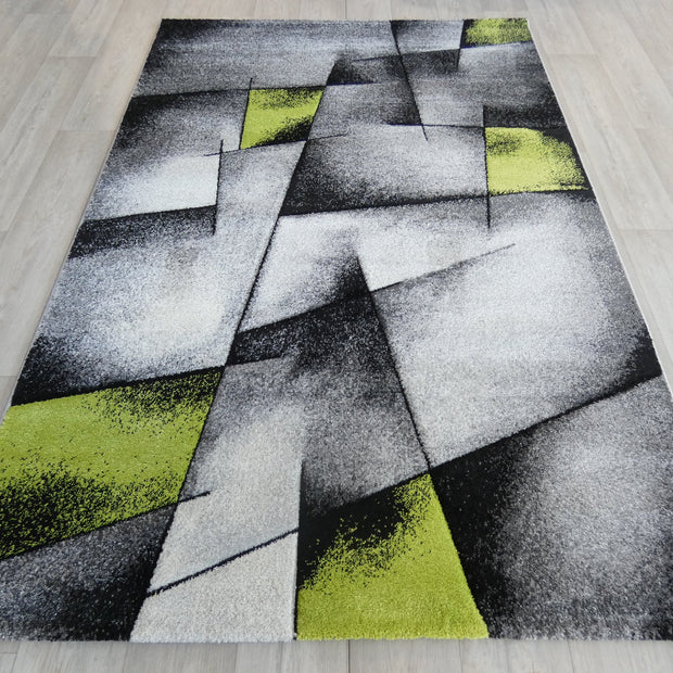 Modern Aroha Abstract Design Turkish Rug in Grey & Green Colour