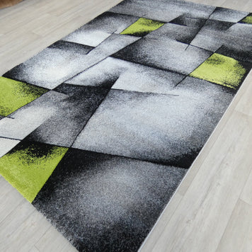 Modern Aroha Abstract Design Turkish Rug in Grey & Green Colour