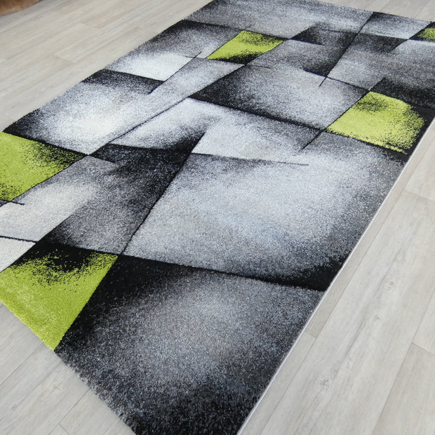 Modern Aroha Abstract Design Turkish Rug in Grey & Green Colour
