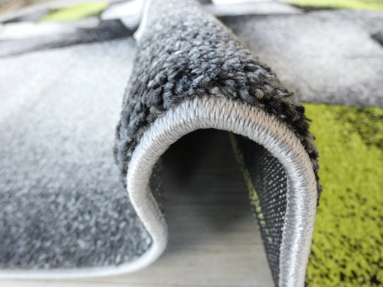 Modern Aroha Abstract Design Turkish Rug in Grey & Green Colour